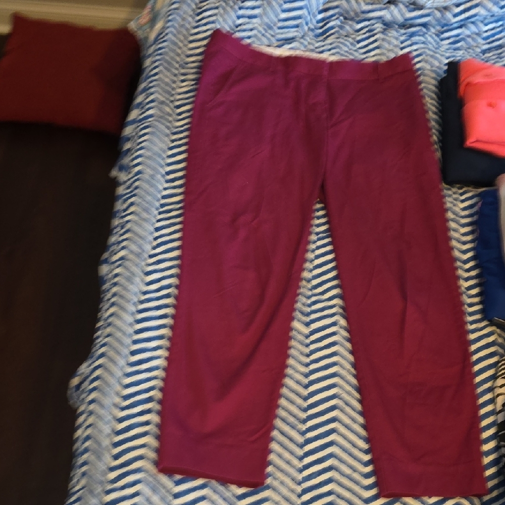 J. Crew White and Burgundy Pants